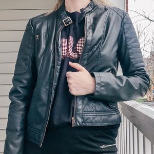Black faux leather jacket
